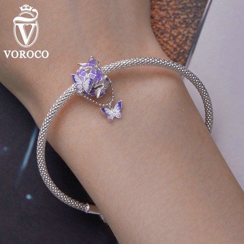 Brazaletes de joyería con flores y mariposas de plata esterlina 925 para mujer Voroco - Imagen 2 de 14