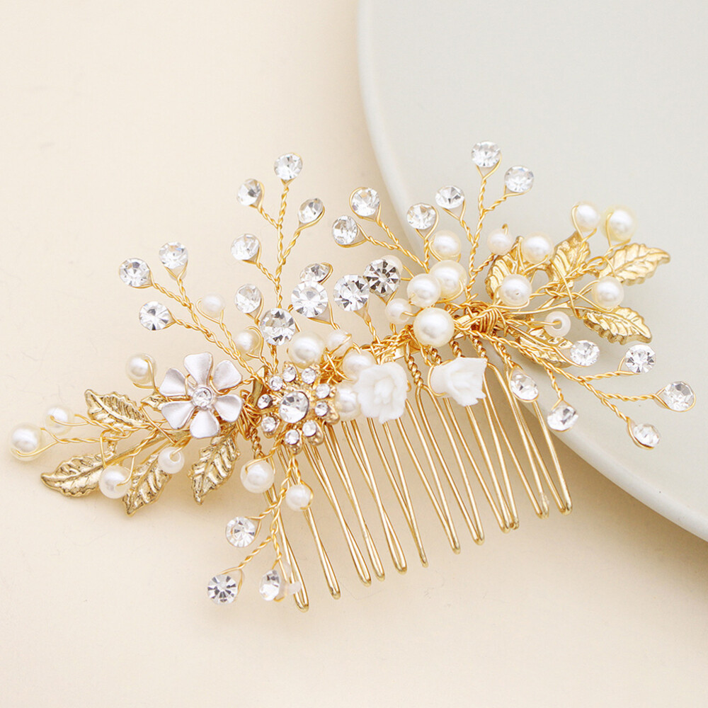 Rhinestone Wedding Bridal Hair Comb Pearl Flower Hair Jewelry Crystal Headpiece eBay
