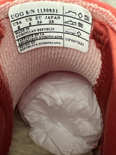 UGG Damen 8 Tropfen rot wasserdicht Gummi Wolle Innensohle Regen Stiefeletten EU 39 - Bild 11 von 14
