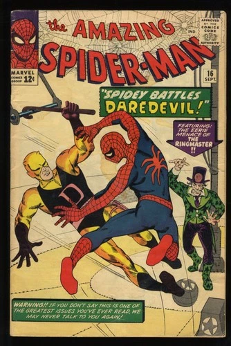 Amazing Spider-Man #16 VG- 3.5 Battles Daredevil! Stan Lee! Marvel 1964