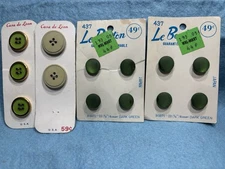 Green Vintage Carded Buttons Casa De Leon & Le Button