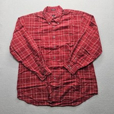 Van Heusen Men's Size Large Red Plaid Long Sleeve Button Down Shirt