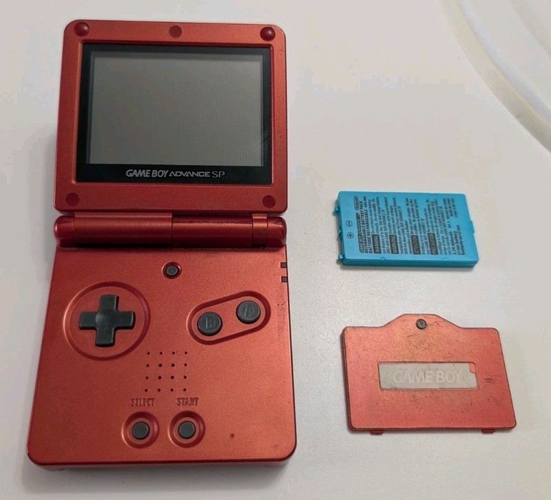 Nintendo Game Boy Advance SP GBA AGS-001 Flame Red, Working Authentic READ DESC