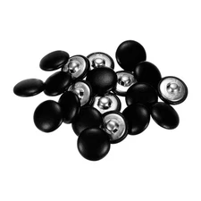 20pcs Leather Covered Button 20mm Metal Round Sewing Buttons, Black