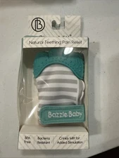 Bazzle Baby Chew Mitt Crinkle Teether green and Gray NEW