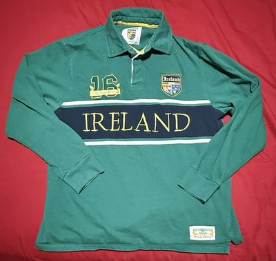 Retro Irish Heritage Collection Ireland Rugby Shirt Green Long Sleeve XL