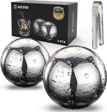 55Mm Reusable Ice Cubes, Whisky Stone, Stainless Steel Cubes with High Cooling T
