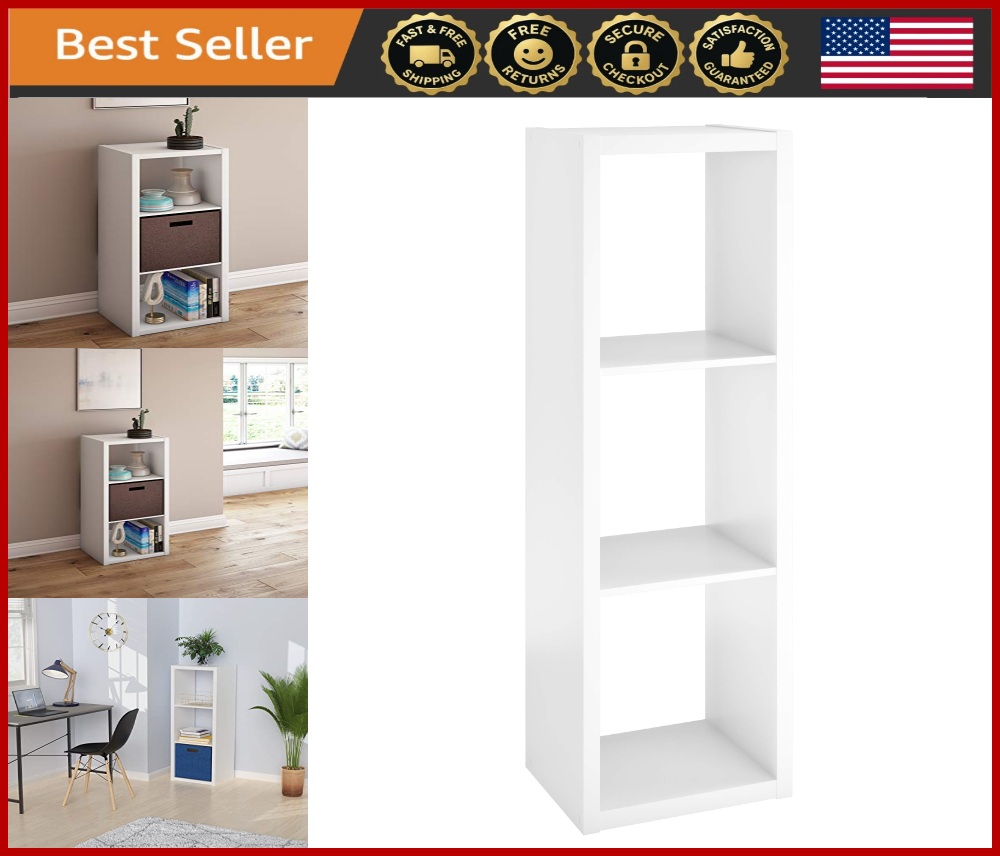 White 3-Cube Storage Organizer with Open Back for Home Decor