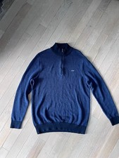 Vineyard Vines Mens Blue 1/4 Zip Sweater Knit Size L Wool Blend Whale Logo