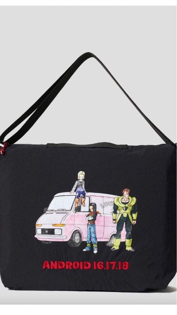 Dragon Ball Z Androides 16 17 18 Bolso de Hombro Negro Granifa Bordado Logo