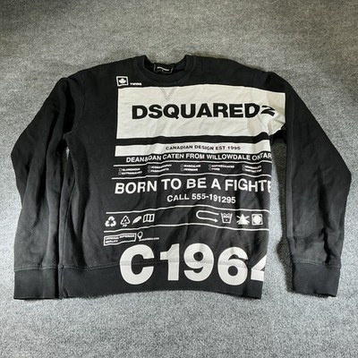 DSquared2 Born To Be A Fighter Black Crewneck Sweatshirt Size Small