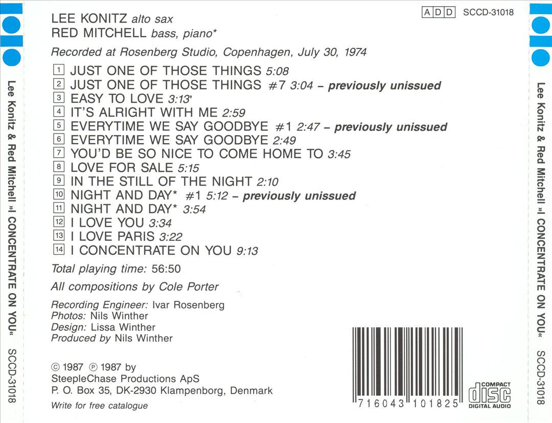 LEE KONITZ - I CONCENTRATE ON YOU NEW CD 716043101825| eBay