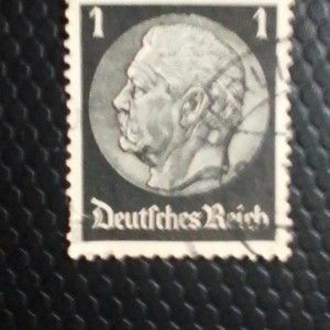 Deutsches Reich Germany Used Postage Stamp Denomination 1 Black/Gray Handstamped