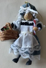 VTG Kurt S Adler 1986 Handcrafted Doll Lace Dress Bonnet Basket Sugarcane Orname