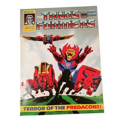 Transformers UK #97 Marvel UK 1987 Comic G1 Mtmte Optimus Prime Predacons