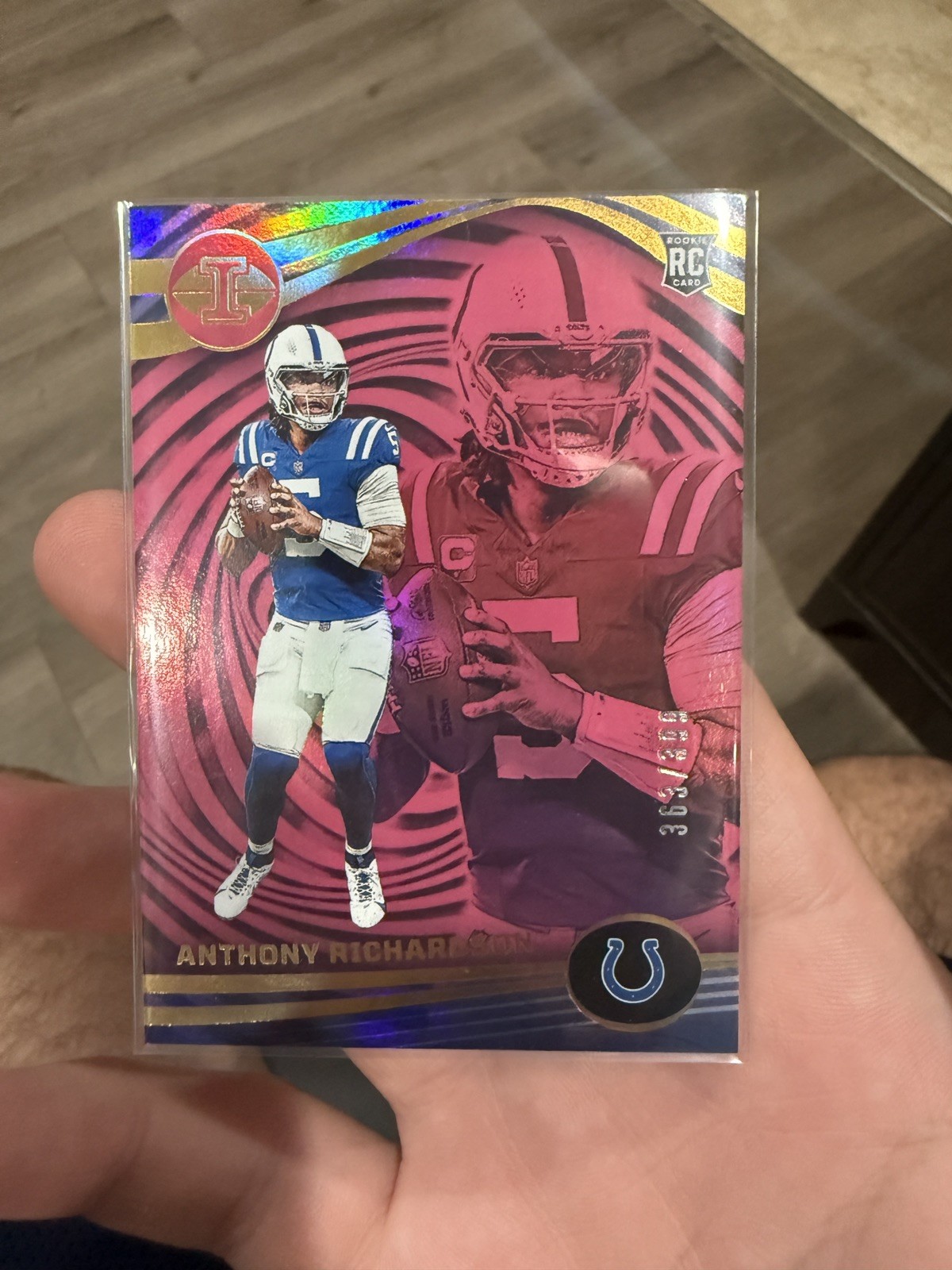 2023 Panini Illusions #46 Anthony Richardson Pink Trophy Collection #/399 Rookie