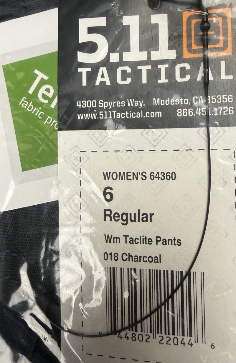 5.11 Taclite Teflon Pants L.E., Utility Outdoor Size 6 NWT