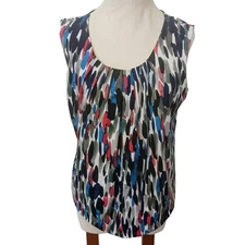 Jones Studio Separates Career Top Sz L Petite Sleeveles  Modern Artsy Multicolor