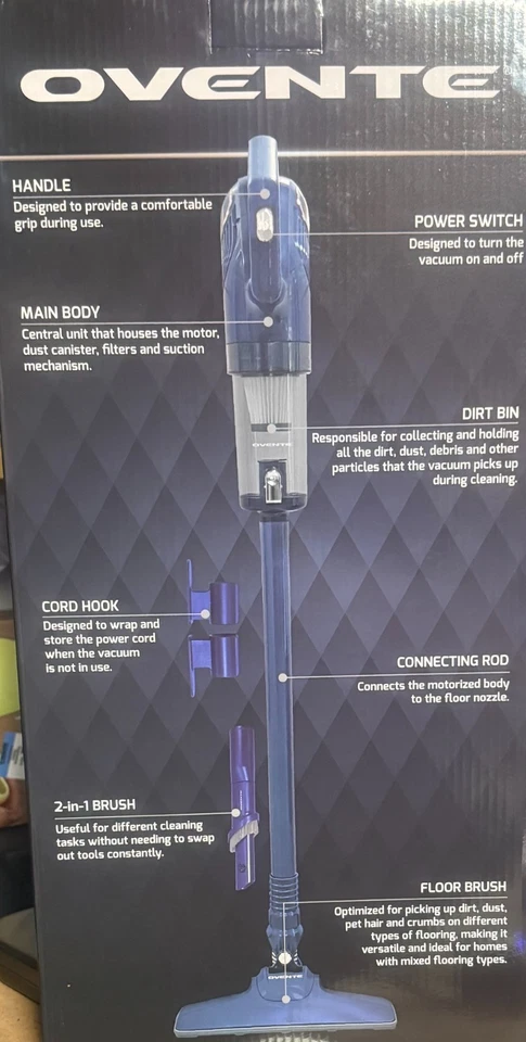 Ovente 2 In 1 Stick Vacuum STV345BLS - Image 3 of 4