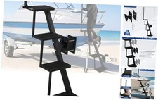 Boat Trailer Steps w/Anti-Slip Mat  Handrail, Universal Fit Boat 4 Step