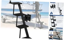 Boat Trailer Steps w/Anti-Slip Mat & Handrail, Universal Fit Boat 4 Step