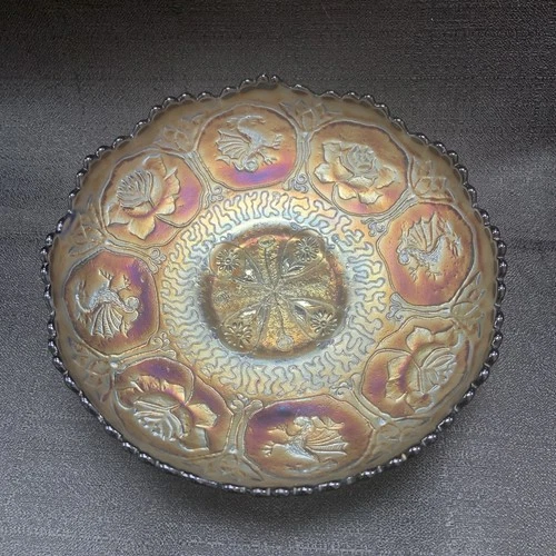 ANTIQUE FENTON DRAGON AND LOTUS CARNIVAL GLASS