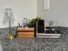 Ebony Wallet Men Accessory Nightstand Organizer Gadget Valet Tray Phone Desktop