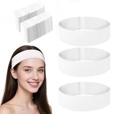 200 Pieces Disposable Headbands for Spa, Stretchable Non Woven Fabric Bulk Es...