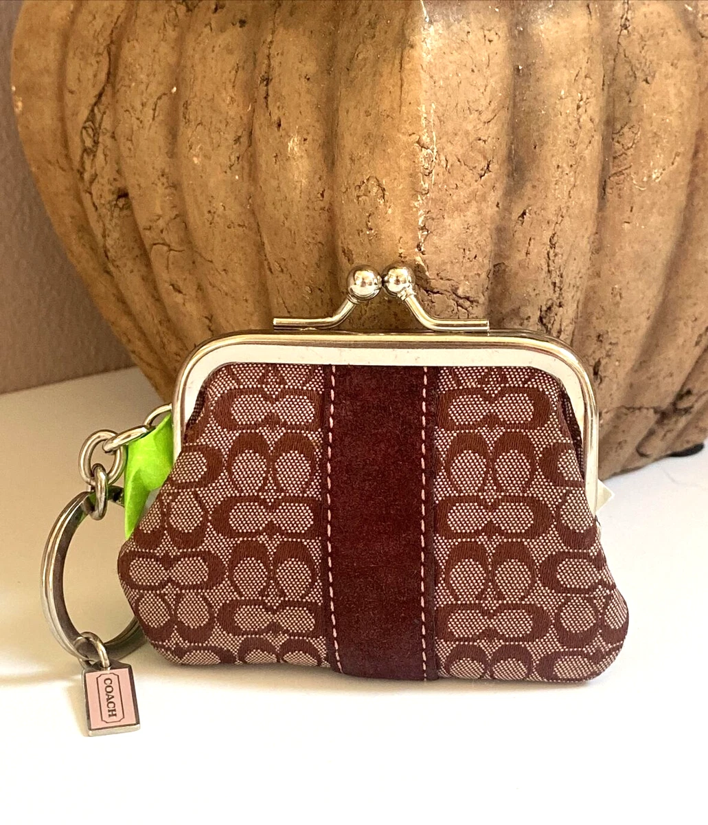 Coach Vintage monogram signature gold chain wristlet mini purse