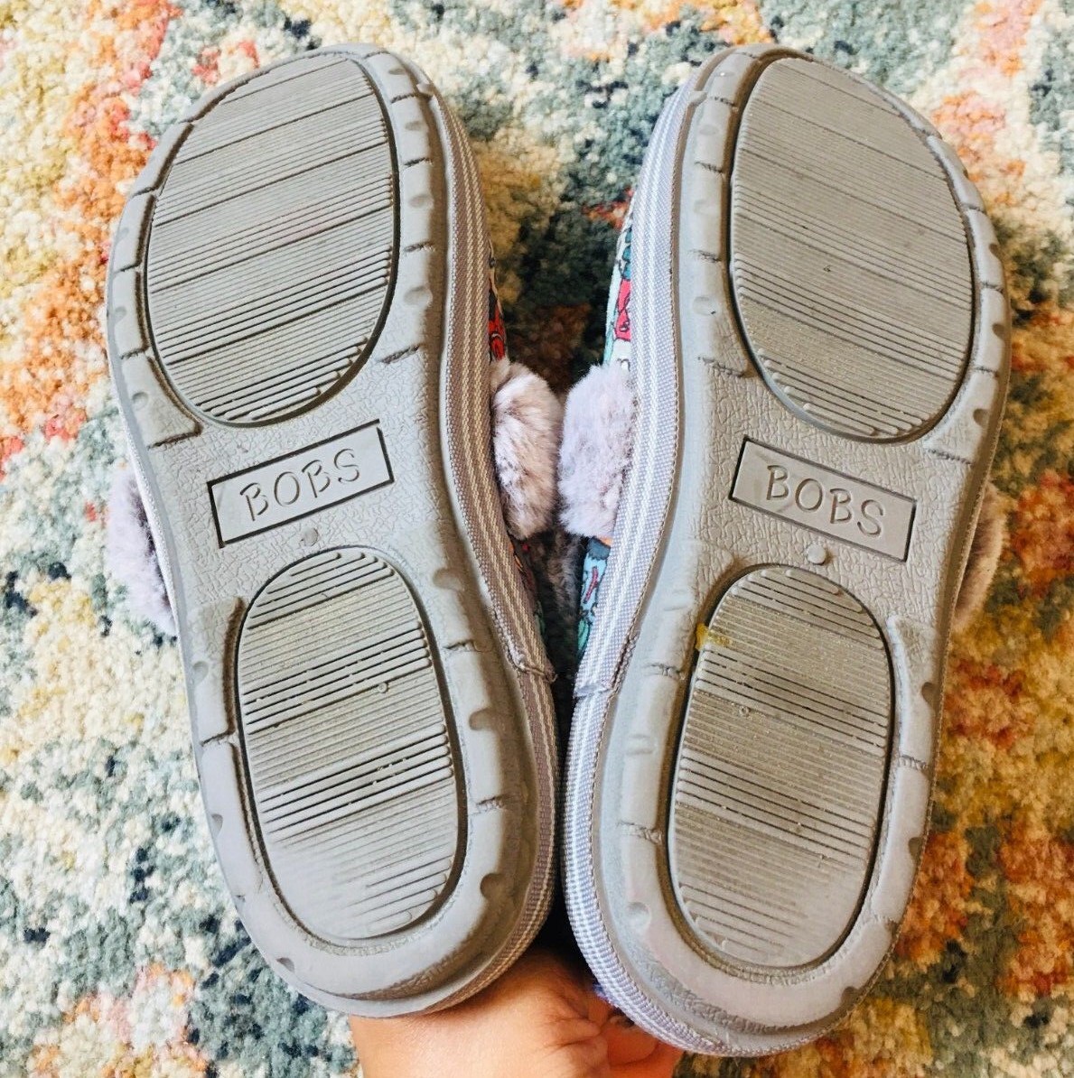 BOBS by Skechers Snuggle Rover Dogs Shoes Gray Faux Fur Lined Slippers