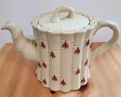 Wedgwood Jasperware Terracotta On Primrose Caneware Teapot 3 Pc