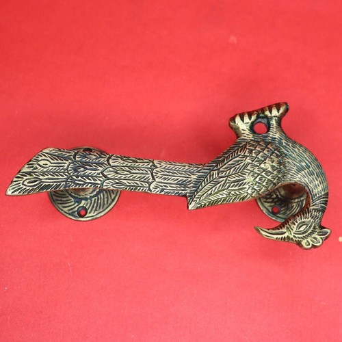 Peacock Design Antique Vintage Style Handcrafted Solid Brass Door Pull Handle - Picture 3 of 9