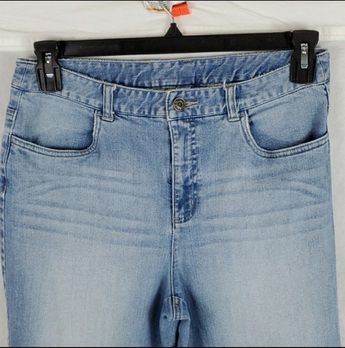 Talbots Boyfriend High Rise Jeans Cropped Cuffed Selvedge Light Wash Size 10 - Picture 2 of 7