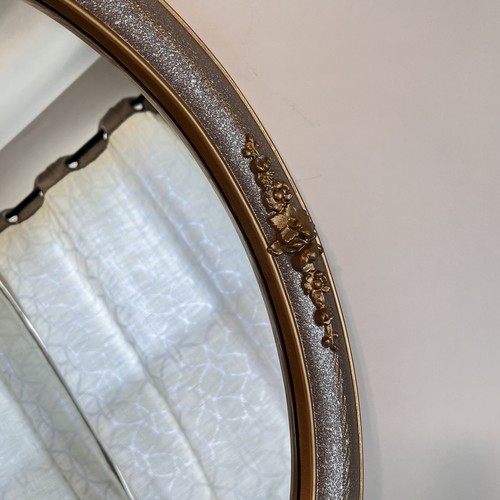 Vintage Home Interior Plastic Oval Mirror w/ Ornate 3-D Flowers Frame Cottage - Picture 5 of 9