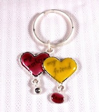 Adorable 1.5" Enameled Hearts "My Mother My Friend" Key Chain Purse Charm EUC
