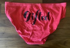 Vtg Victoria s Secret Panties Hiphugger Sz Small GIFTED Logo Band Glitter Cotton