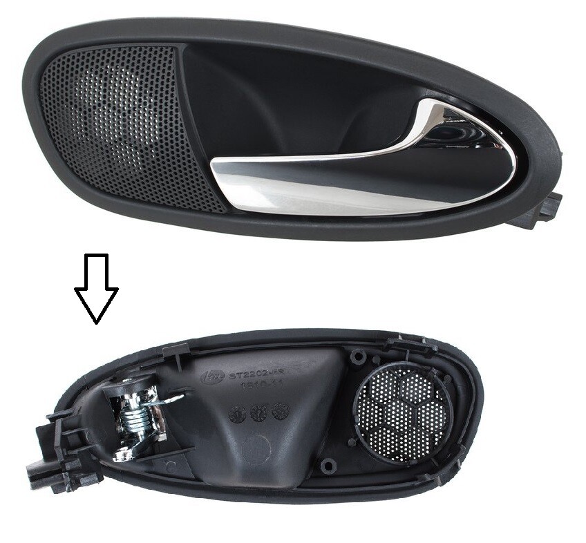 Poignée de porte intérieur avant droite pour Seat Leon II de 2005 à 2012 en ABS noir