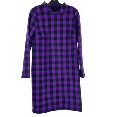 buffalo plaid long sleeve dress Plus Size Red Buffalo Plaid Cozy Pocket Long Sleeve Shift Dress