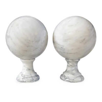 Paar Kugeln Aus Marmor Carrara Pair Of Spheres IN Carrara Marble D 12 CM
