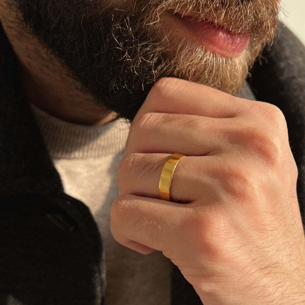 Brown Diamond Ring Mens Rings Gold Wedding Band 14k Classic Thick