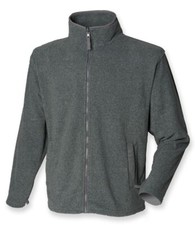 New Mens Henbury full zip Micro Fleece Jacket. Charcoal size M. T7548.