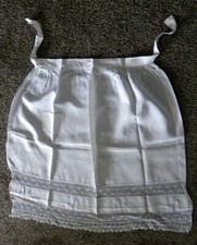 Antique White Cotton Apron Lace Vintage Historical Period Costume Early 20th C.
