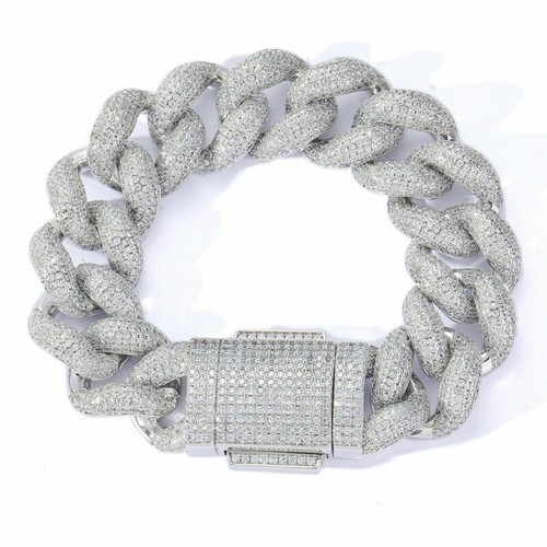 Collana Hip Hop 18 mm Full Iced Miami Cuban Link Chain Hip Hop Uomo A9259 - Foto 5 di 21