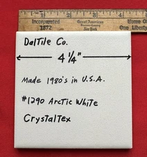 1 pc. #1290 Arctic White Crystaltex: Ceramic Tile by Daltile 4-1/4" Made 1980's