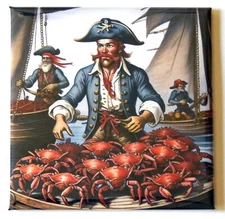 Fisherman with Red Crabs FRIDGE MAGNET