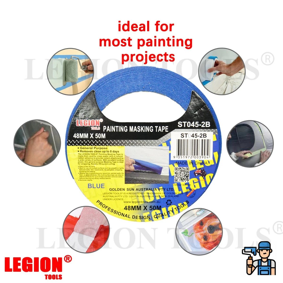 Masking Tape Painting Blue Green White 24mm 36mm 48mm House Painter Adhesive