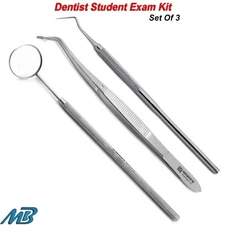 Dental Exam Tools Kit Hygiene Tweezer Mirror Explorer Teeth Cleaning Basic Set