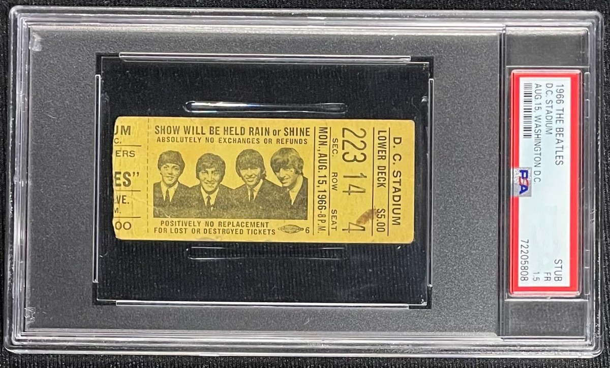 THE BEATLES 1966 D.C. STADIUM WASHINGTON DC CONCERT TICKET 8/15/66