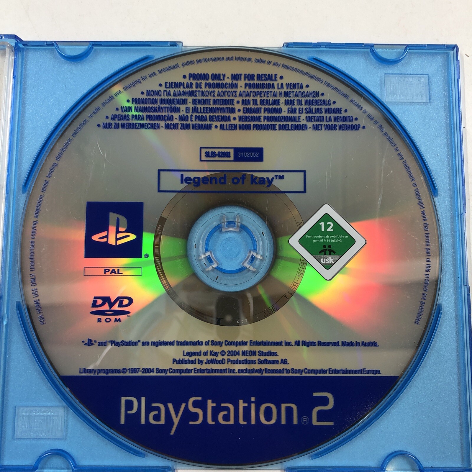 CD DISC promo legend of kay not for resale blue disc SCES52931 PS2 playstation 2