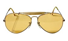 Vtg B L Ray Ban USA Outdoorsman Ambermatic Yellow 52-14 Sunglasses 1970  s